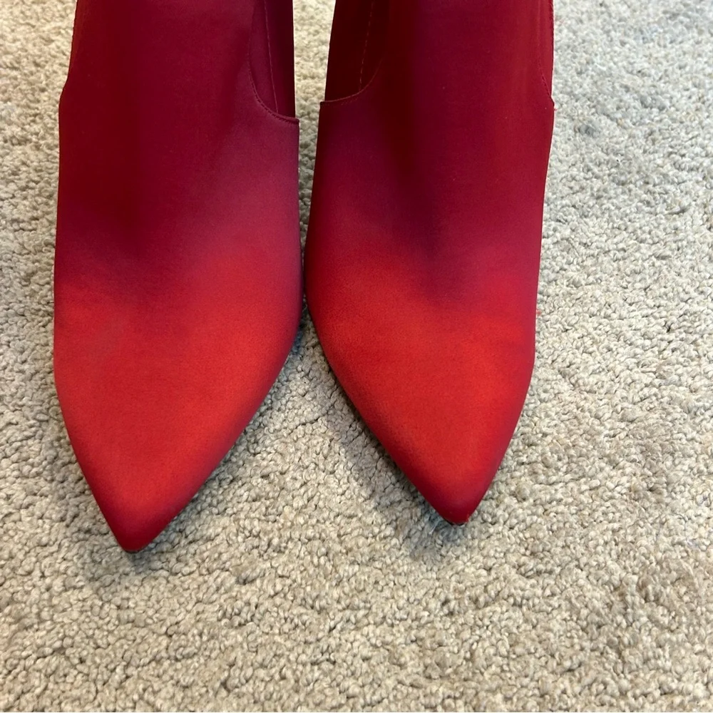 Aldo red satin stiletto thigh high over the knee high heel boots Sz 7